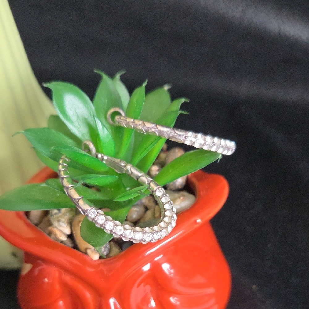 Brighton Pave Pebble Hoop Earrings With Crystals
